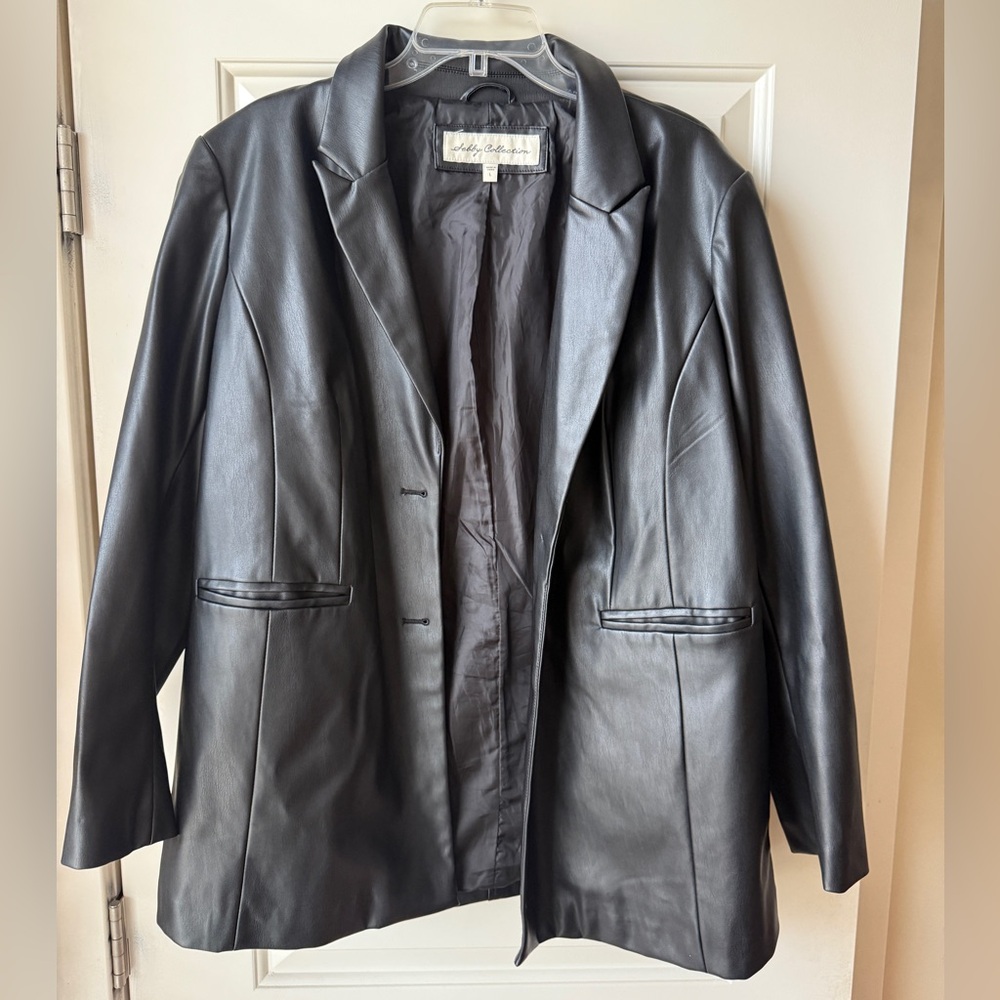 Vegan Leather Blazer Jacket